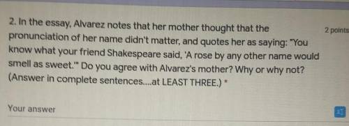 2. In the essay, Alvarez notes that her mother thought that the pronunciation of her name didn't ma