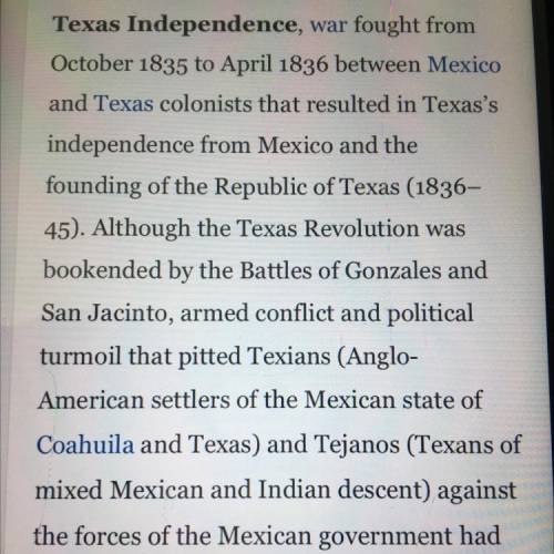 America and Mexico go to war following the Texas Revolution. What does

America win in its victory?