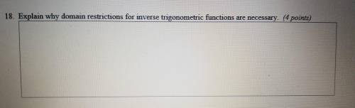 Explain why domain restrictions for inverse trigonometric functions are necessary​