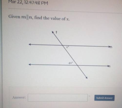 Given m||n, find the value of x. ​