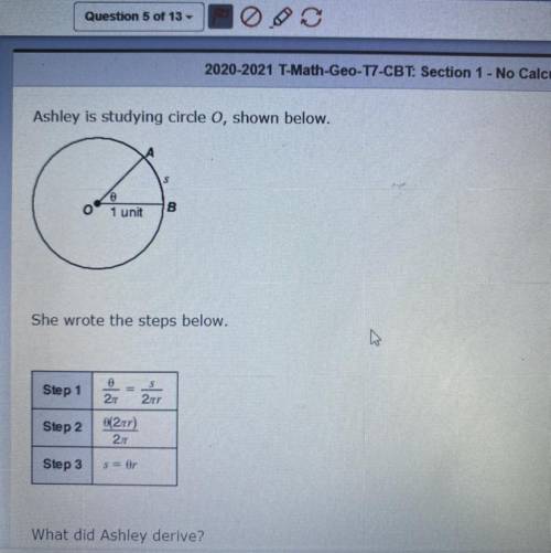 What did Ashley derive?

that all circles are similar
the formula for arc length
the formula for t