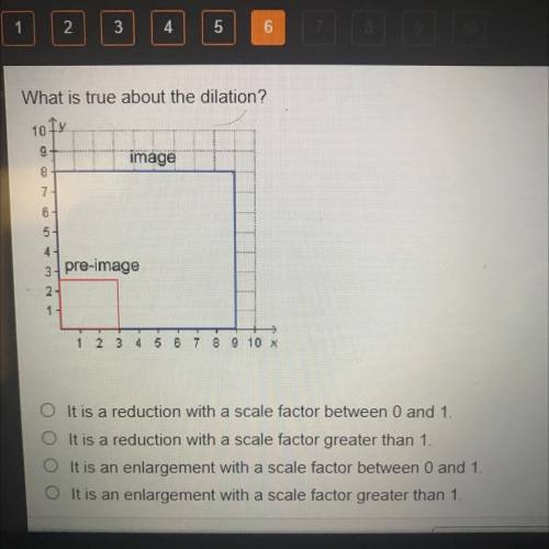 What is true about the dilation?

A. It is a reduction with the scale factor between 0 and 1 
B. I