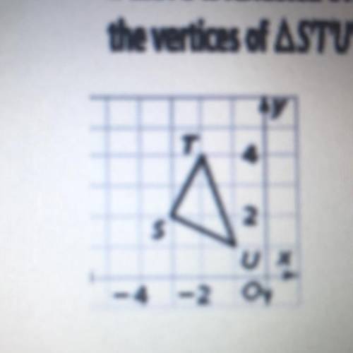 If STU is reflected over the y-axis what are the coordinates of

the vertices of STU?
I WILL REPOR