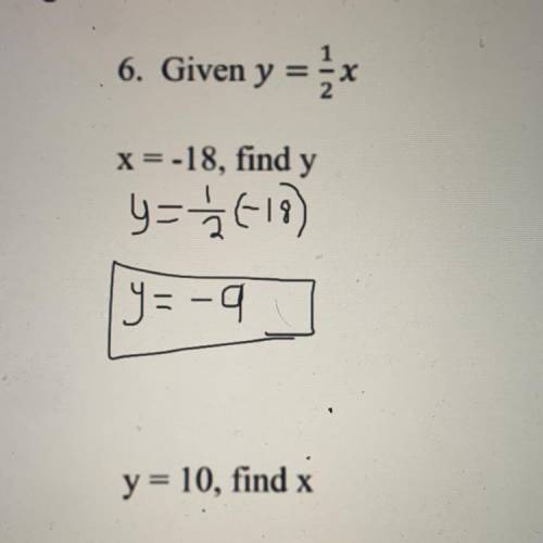 i figured out the top question but i just need help with the y=10, find x. please describe the work