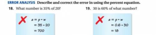 Error analysis describe and correct the error in using percent equation.