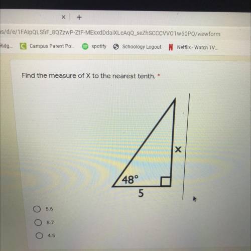Find the measure of X to the nearest tenth. Please help