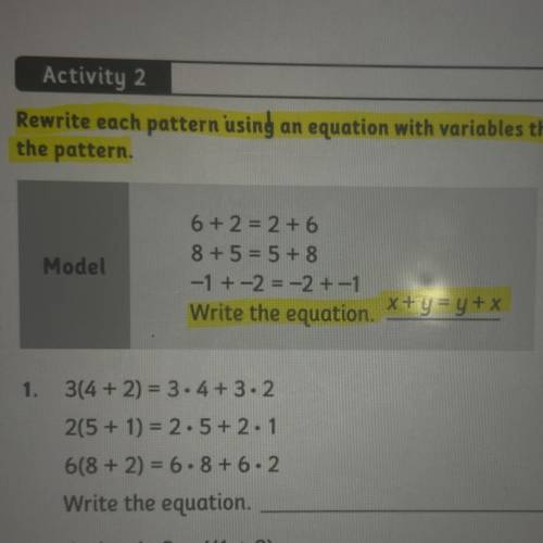 Activity 2

Rewrite each pattern using an equation with variables that represents
the pattern.
HEL