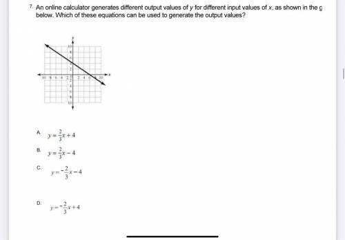 an online calcuator generates different output values for y and different values for x what equatio