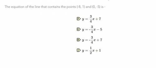 The equation of the line that contains the points (-8, 1) and (0, -5) is