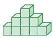 Shade the grid to complete the drawings of the front, side, and top views of the stack of cubes. Th