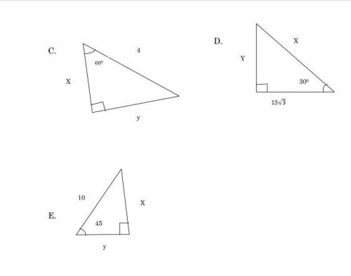 STATE THE VALUE OF X AND Y IN EACH OF THE FOLLOWING TRIANGLE. EXPLAIN HOW YOU DETERMINE THE VALUE.