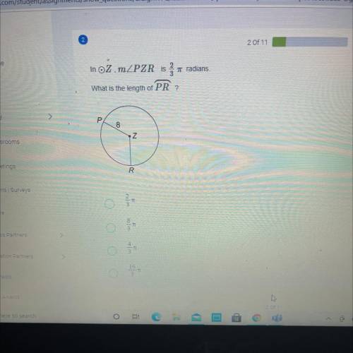I NEED HELP PLZ 
What is length of PR 
m PZR is 2/3 pie radius