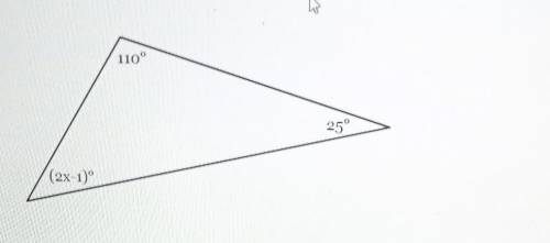 The measures of the angles of a triangle are shown in the figure below. solve for x ​