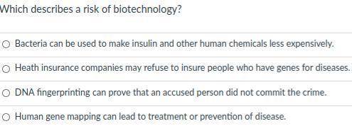 Which describes the risk of biotechnology?