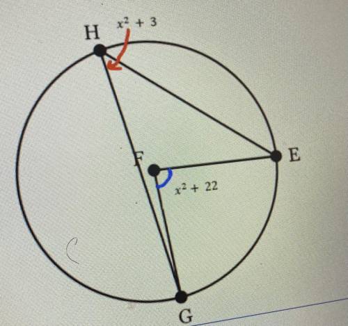 In Circle F, determine the value(s) of x.