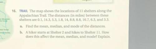 TRAIL The map shows the locations of 11 shelters along the

Appalachian Trail. The distances (in m