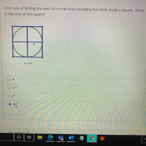 Is 4 r square the answer...pls I need to know thank you :)