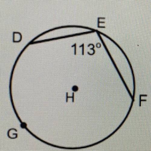 What is the measure of arc DGF