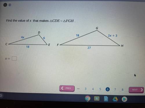 Find the value of x that makes CDE~FGH