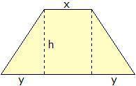 If x = 3 units, y = 5 units, and h = 6 units, find the area of the trapezoid shown above using deco