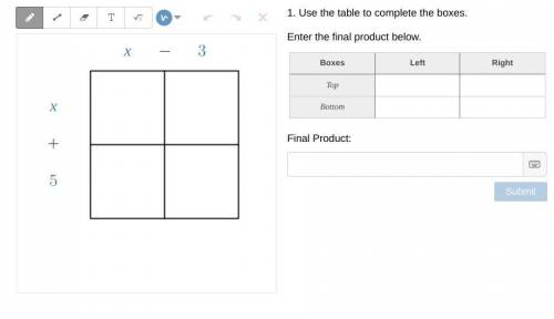 Use the table to complete the boxes.
Enter the final product below.
Final Product: