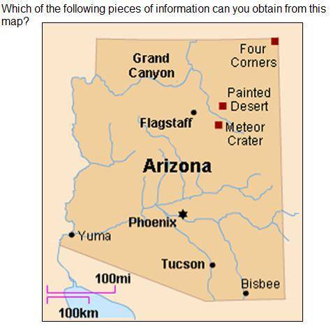 5.

I am pretty sure the answer is letter A.
A. distance between Yuma and Tucson
B. location of ma