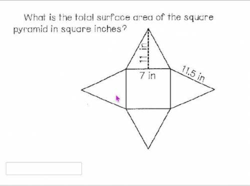 WHAT IS THE TOTAL SURFACE AREA OF THE SQUARE PYRAMID BELOW!?!??!?!