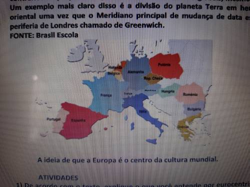 3) Observe o mapa acima e nomeie-o. eurocentrismo