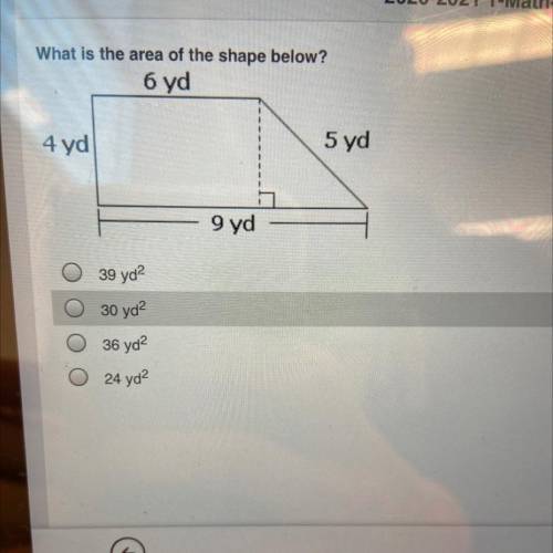 What is the area of the shape below