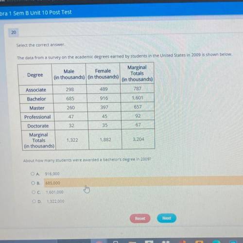 Nous

20
Next
Algebra 1 Sem B Unit 10 Post Test
Submit Test Reader Tools
20
Select the correct ans