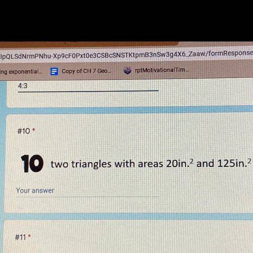 How to find the ratio of 2 triangles with the area of 25 squared and 125 squared