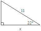 Find the value of x. Round to the nearest tenth. The diagram is not drawn to scale.

A right trian