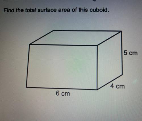 Find the total surface area of this cuboid.