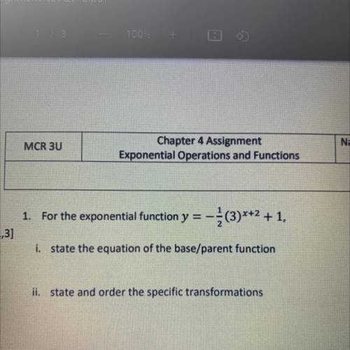 State and order the specific transformations of the function (answer fast)

Ignore part I I alread