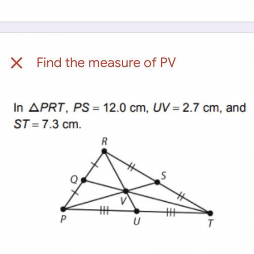Find the measure of PV
A 8
B 10
C 2/3