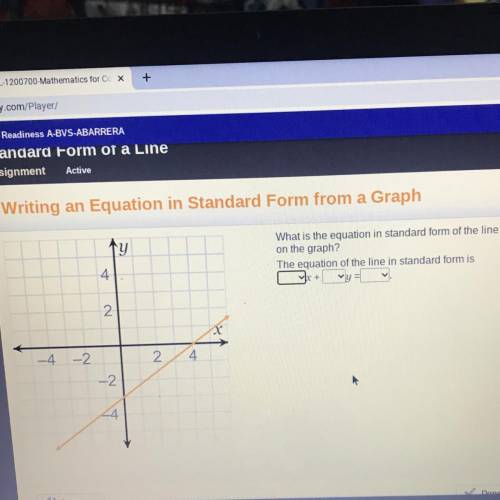 Y

What is the equation in standard form of the line shown
on the graph?
The equation of the line