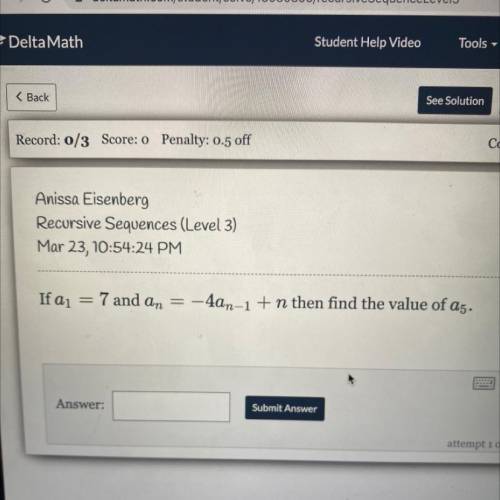 If a1 = 7 and
7 an
-4an-1 + n then find the value of as.