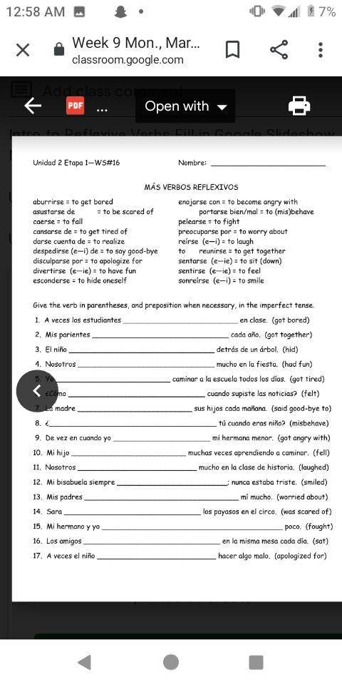 Please help with this spanish worksheet I really need help