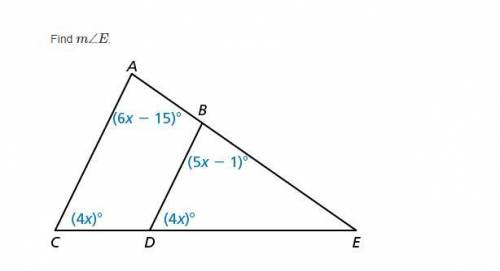 Find the measurement of angle E