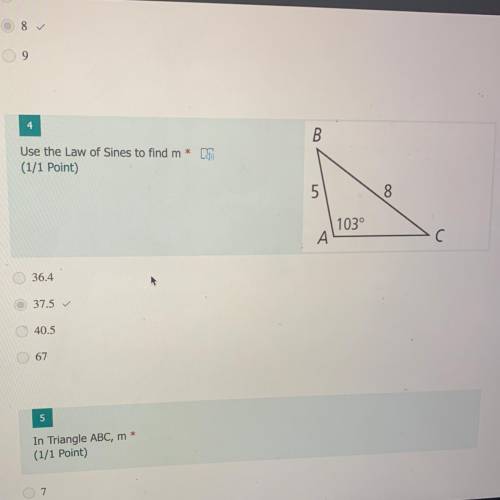 Use the law of sines to find m