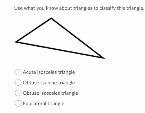 Use what you know about triangles to classify this triangle.