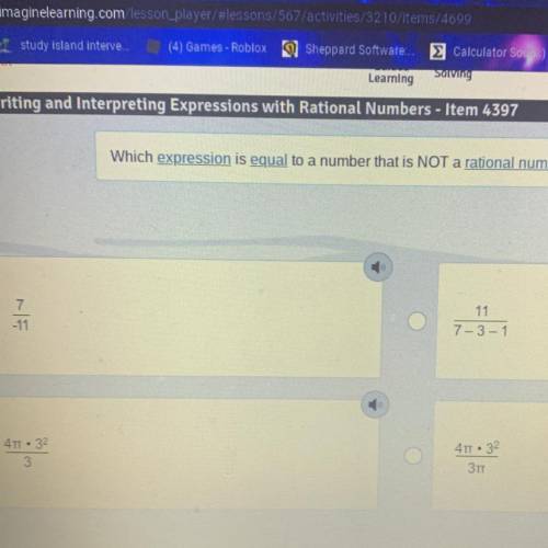 Which expression is equal to a number that is NOT a rational number?