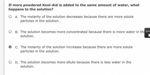 If more powdered Kool-Aid is added to the same amount of water, what happens to the solution?