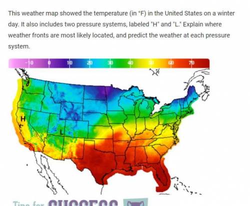 This weather map showed the temperature (in °F) in the United States on a winter day. It also inclu