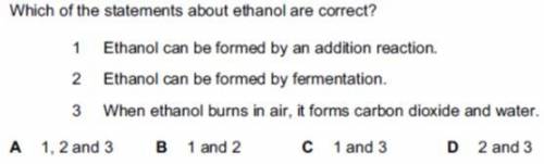 Which statement about ethanol are correct?
