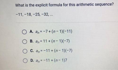 Please help ,thank youuuu

What is the explicit formula for this arithmetic sequence?
-11, -18, -2
