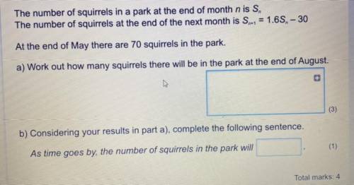 The number of squirrels in a park at the end of the month