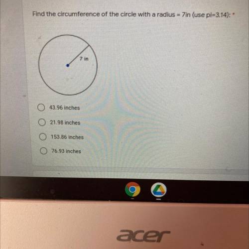 Find the circumference of the circle with a radius of 7