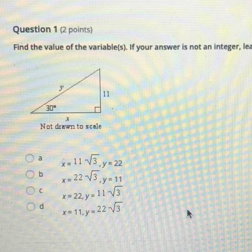 Find the value of the variable if your answer is not an integer leave it in simplest radical form