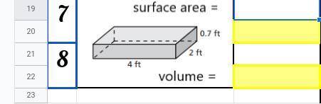 I need help finding the surface area and the volume